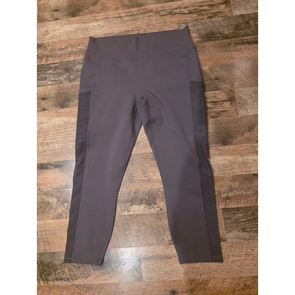 Athletic Leggings High Rise Mesh Pocket Cropped Yoga Pants Grey Women Small NWT‎